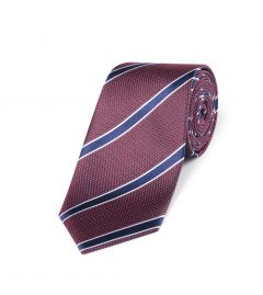 Red / Navy Stripe Design Silk Tie