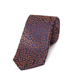 Navy / Orange Petal Silk Tie