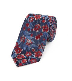 Navy red Floral Tie