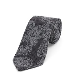 Black Grey Paisley Tie