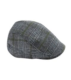 Harvey grey check flat cap