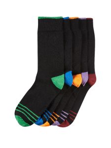 Black Tipped Stripe 5 Pack Socks