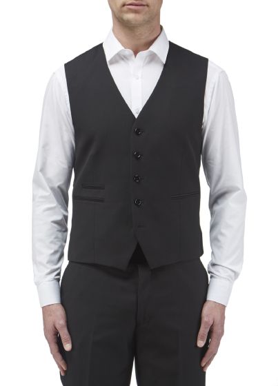 black suit black waistcoat
