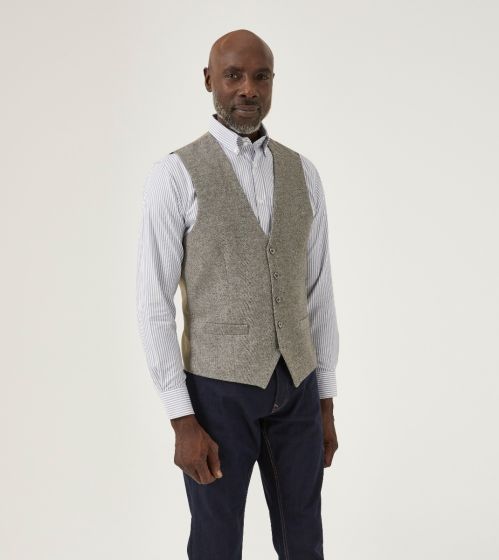 Ruthin Waistcoat Stone Tweed