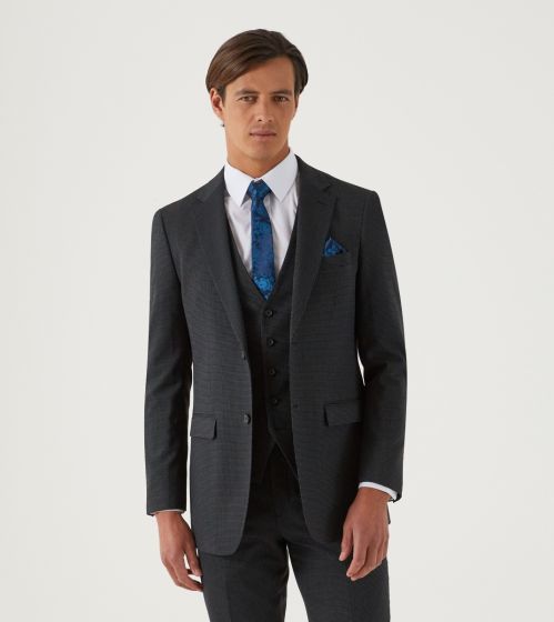 Truman Suit Tailored Jacket Micro Dot Charcoal / Black