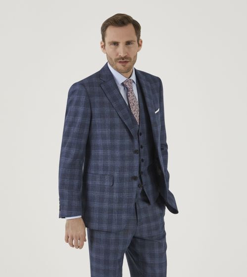 Blue checked coat 2025 suit