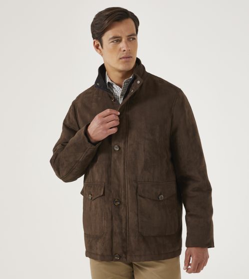 Brown suede car coat clearance