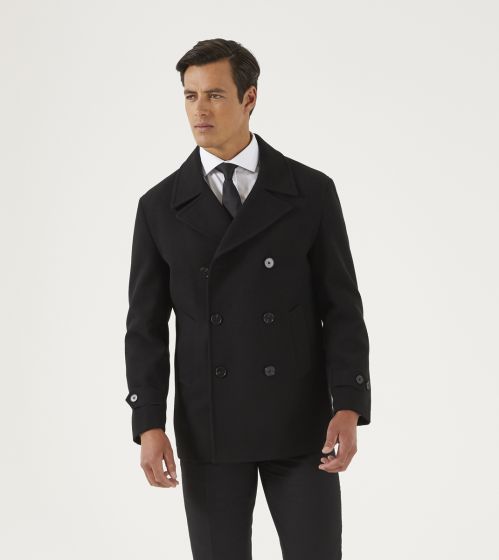 Mens deals black peacoat