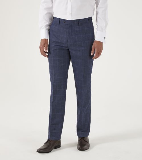 Blue and white check outlet pants
