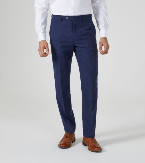 Navy Blue Linen  Cotton Suit Trousers  Peter Christian