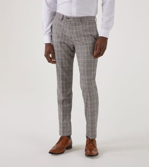 Tapered check shop trousers mens