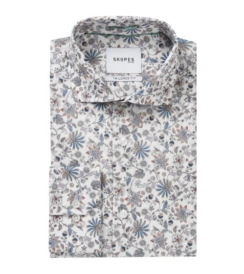 White Multi Floral Luxury Formal Shirt