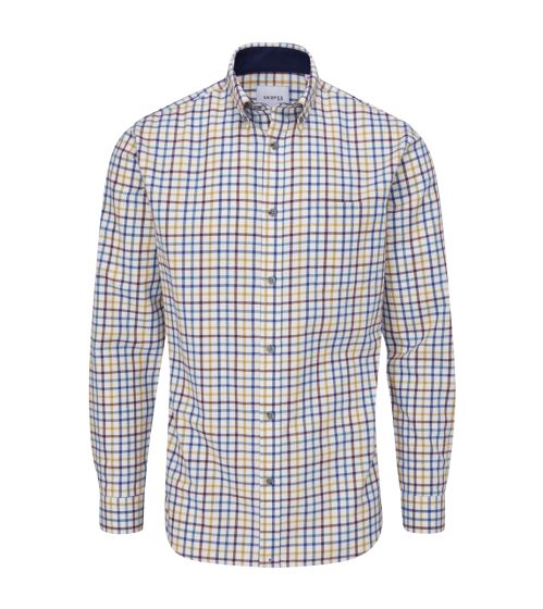 Cotton Casual Shirt Tailored Ecru Multi Check