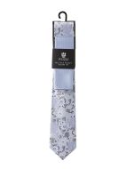 Blue Floral Silk Tie and Pocket Square