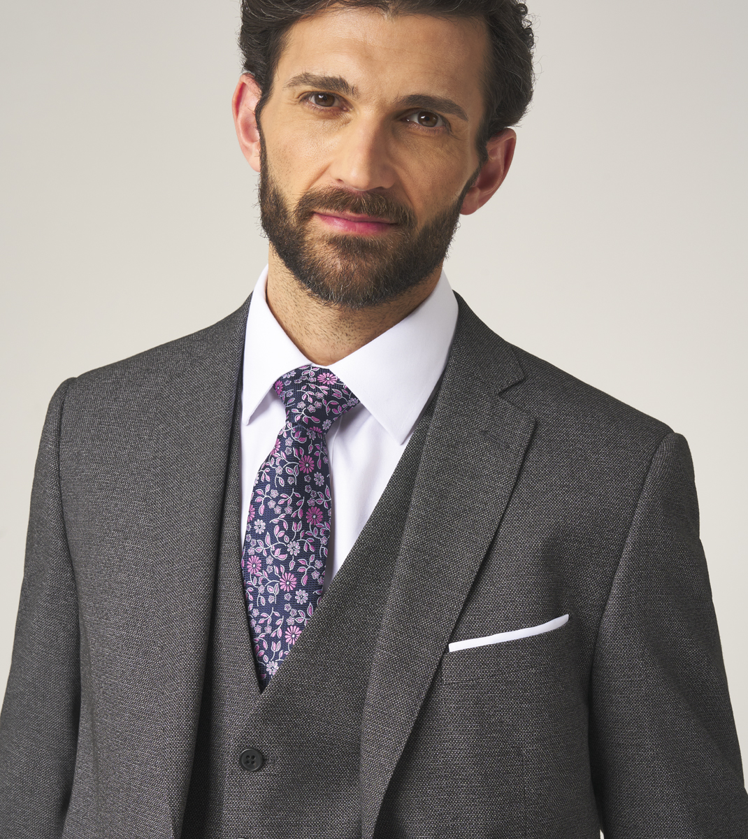 Harcourt Tailored Suit Grey Tweed Effect