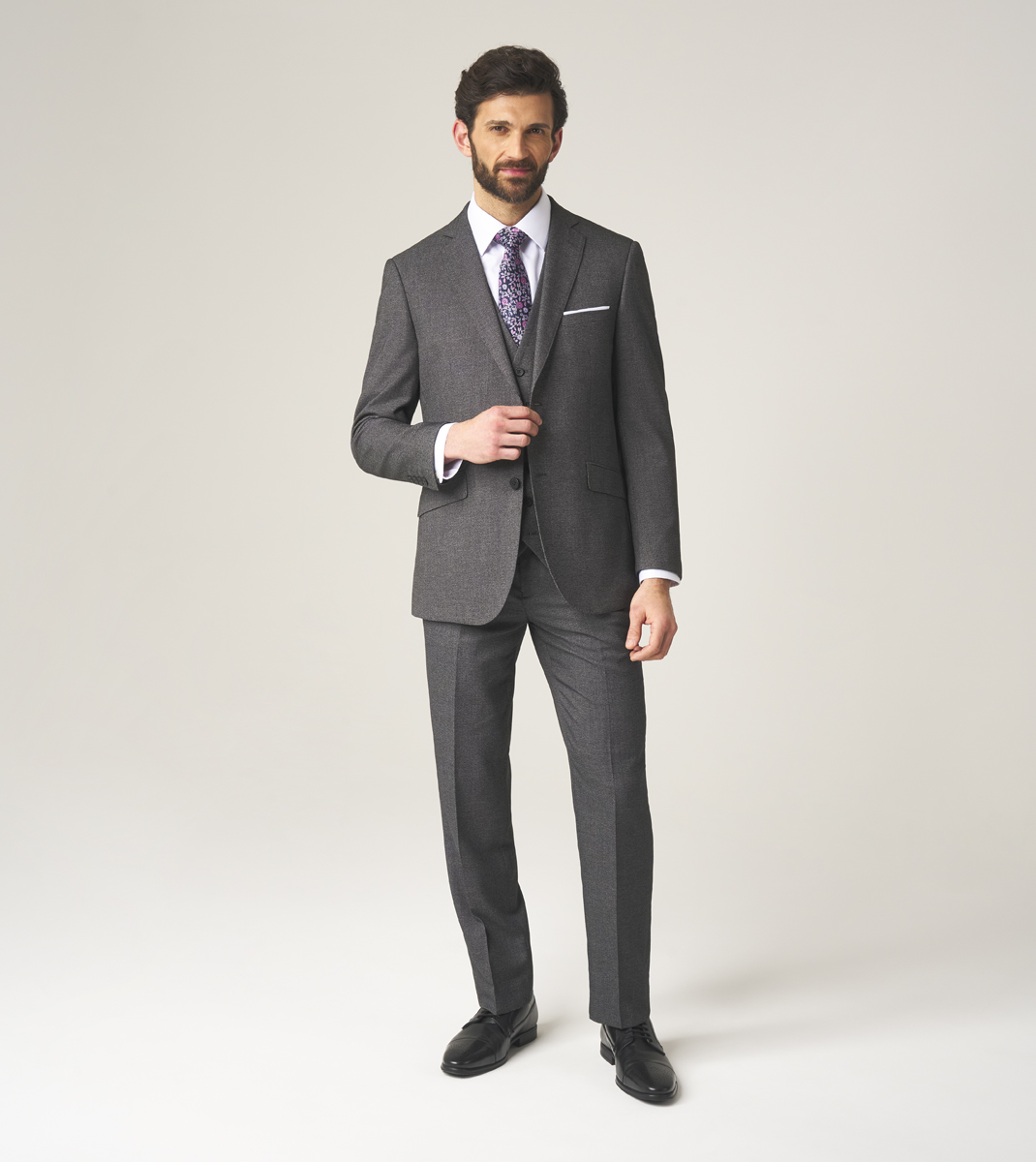 Harcourt Tailored Suit Grey Tweed Effect