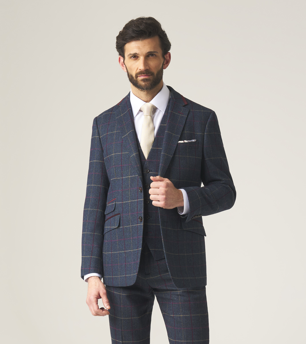 Doyle Suit Tailored Jacket Navy Check Tweed